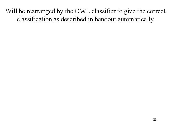Will be rearranged by the OWL classifier to give the correct classification as described