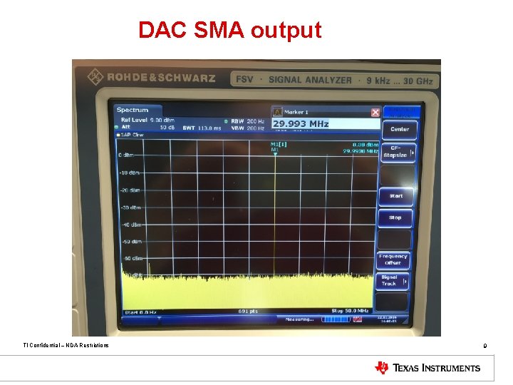 DAC SMA output TI Confidential – NDA Restrictions 9 