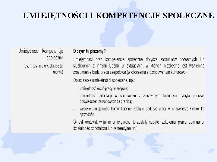 UMIEJĘTNOŚCI I KOMPETENCJE SPOŁECZNE 