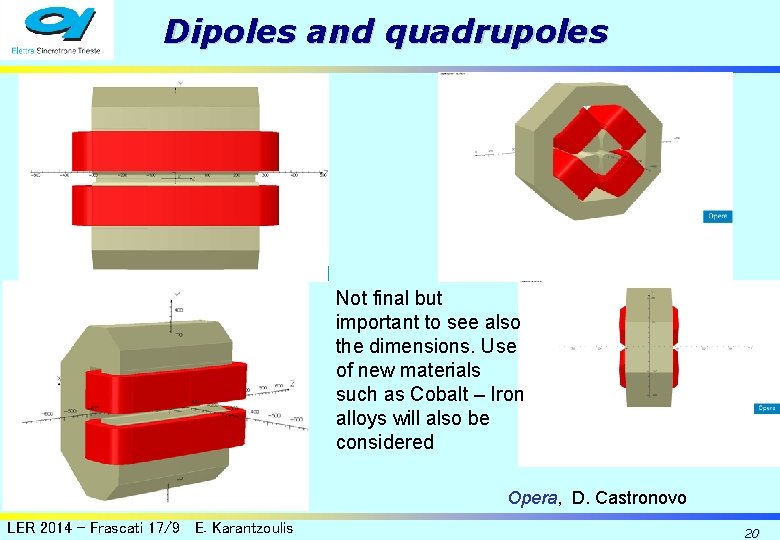 Dipoles and quadrupoles Not final but important to see also the dimensions. Use of