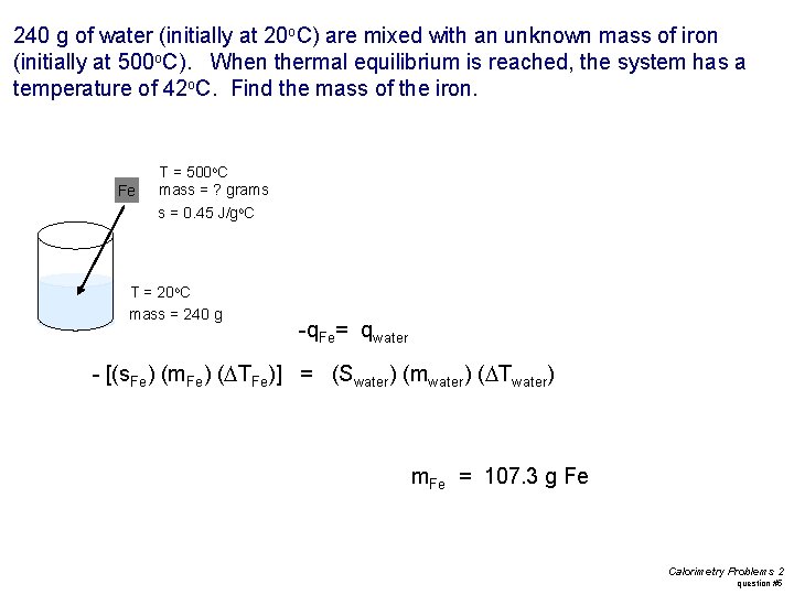 240 g of water (initially at 20 o. C) are mixed with an unknown