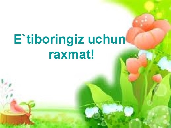 E`tiboringiz uchun raxmat! E`tiboringiz uchun raxmat!