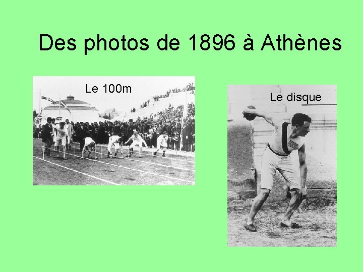 Des photos de 1896 à Athènes Le 100 m Le disque 