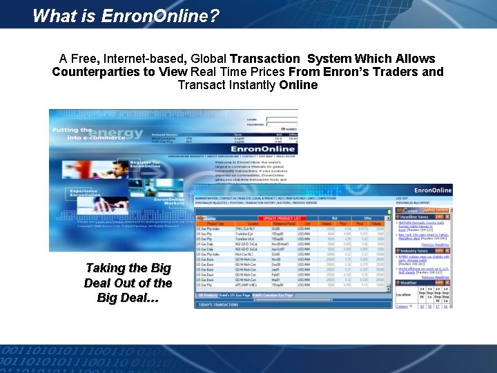 What is Enron. Online? A Free, Internet-based, Global Transaction System Which Allows Counterparties to