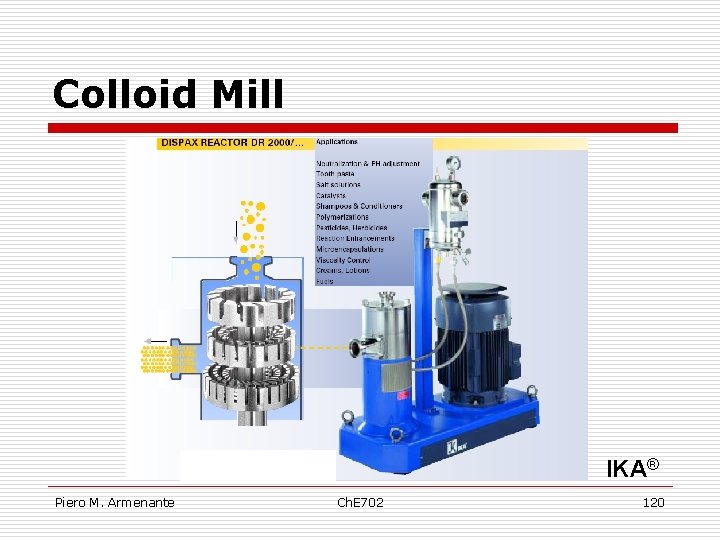 Colloid Mill IKA® Piero M. Armenante Ch. E 702 120 