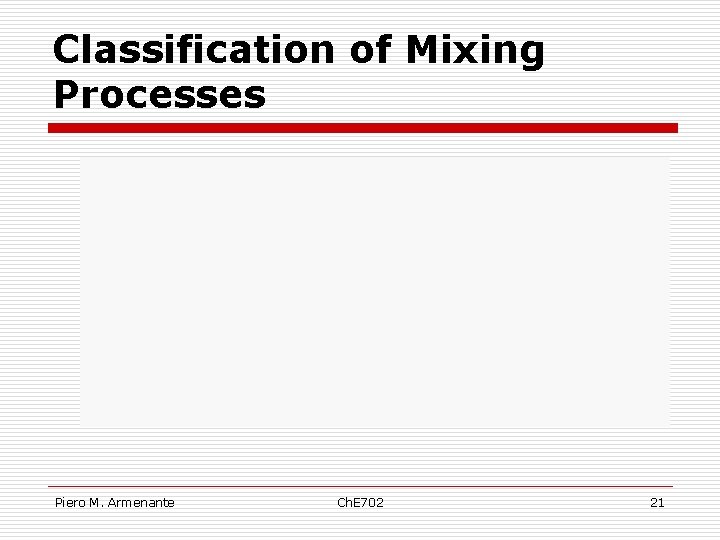 Classification of Mixing Processes Piero M. Armenante Ch. E 702 21 