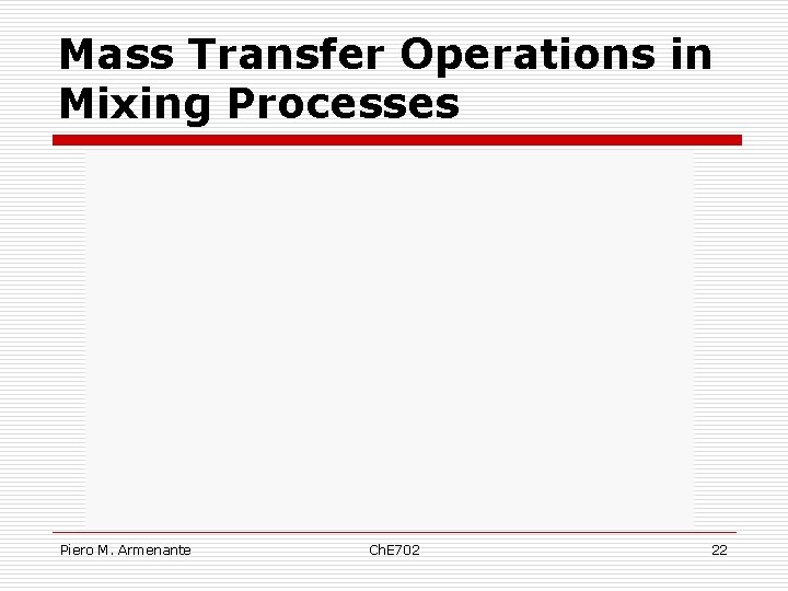Mass Transfer Operations in Mixing Processes Piero M. Armenante Ch. E 702 22 