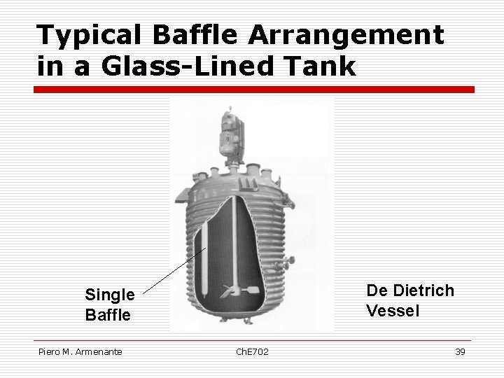 Typical Baffle Arrangement in a Glass-Lined Tank De Dietrich Vessel Single Baffle Piero M.