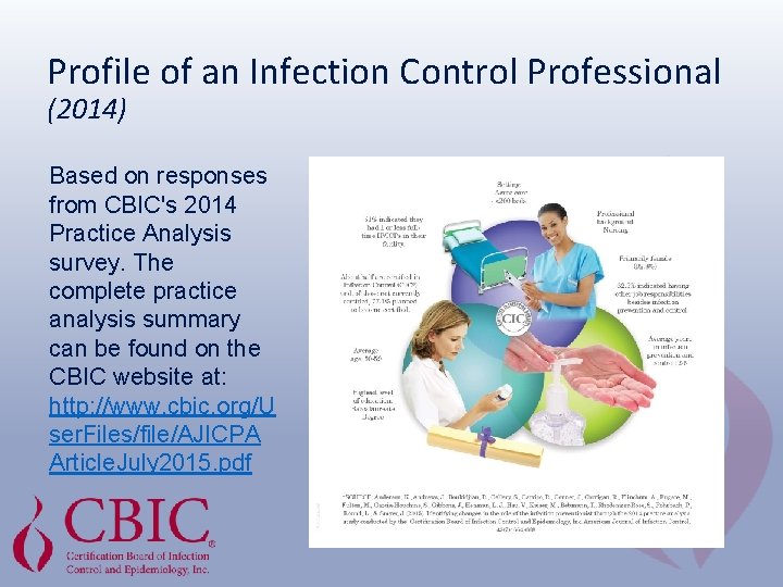 Profile of an Infection Control Professional (2014) Based on responses from CBIC's 2014 Practice