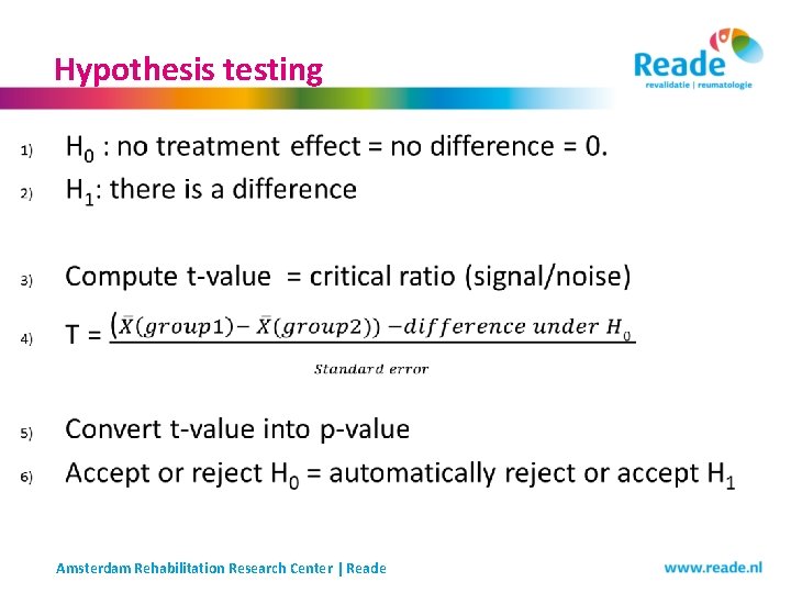 Hypothesis testing Amsterdam Rehabilitation Research Center | Reade Hypothesis testing Amsterdam Rehabilitation Research Center | Reade