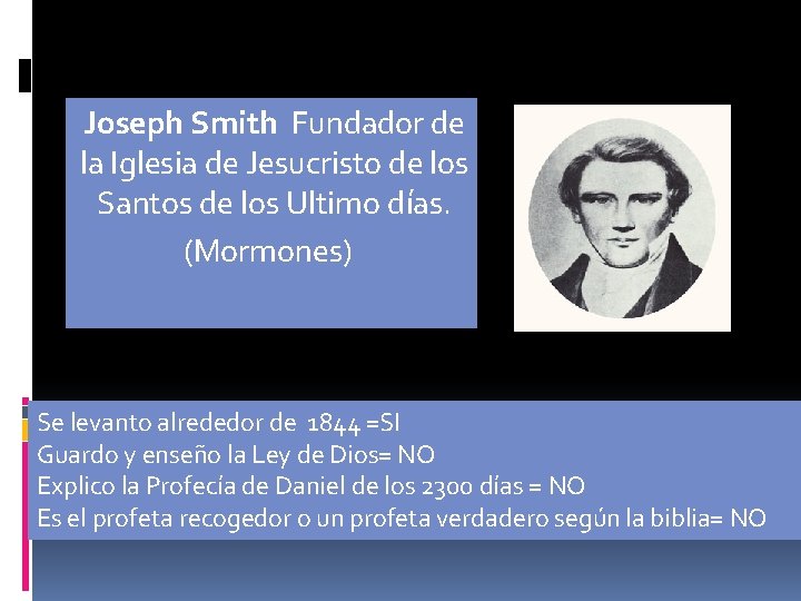 Joseph Smith Fundador de la Iglesia de Jesucristo de los Santos de los Ultimo