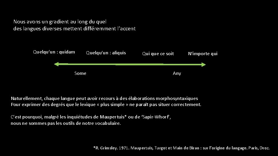 Nous avons un gradient au long du quel des langues diverses mettent différemment l’accent