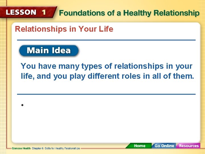 Relationships in Your Life You have many types of relationships in your life, and