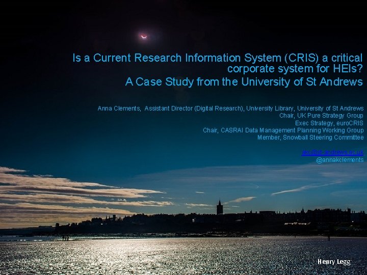 Is a Current Research Information System (CRIS) a critical corporate system for HEIs? A Is a Current Research Information System (CRIS) a critical corporate system for HEIs? A