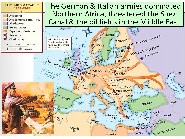 The German & Italian armies dominated Northern Africa, threatened the Suez Canal & the