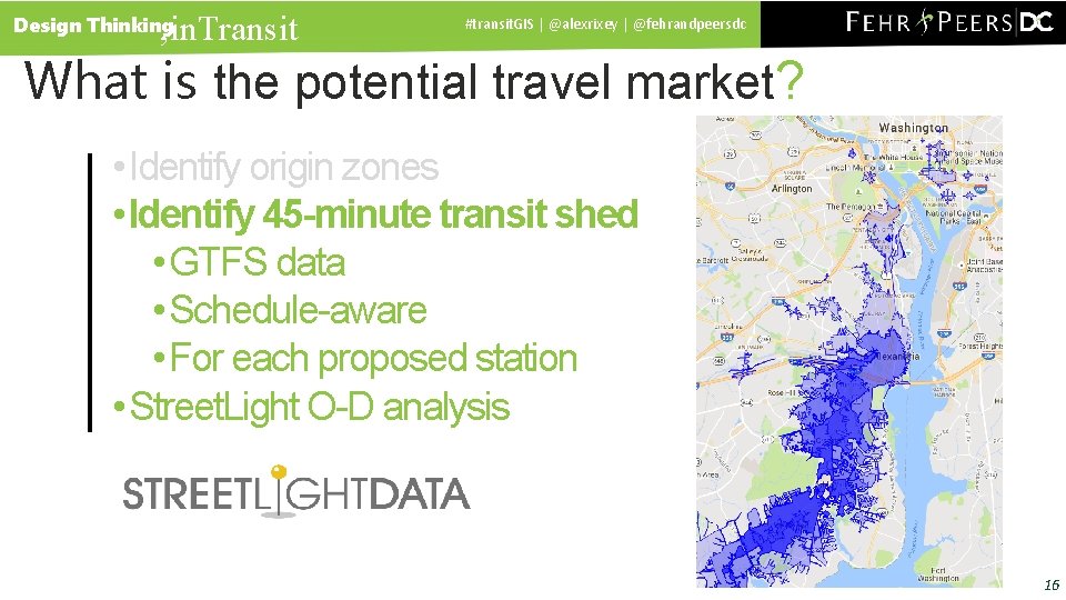 , in. Transit Design Thinking #transit. GIS | @alexrixey | @fehrandpeersdc What is the