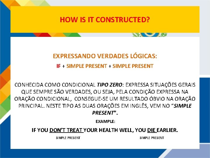 HOW IS IT CONSTRUCTED? EXPRESSANDO VERDADES LÓGICAS: IF + SIMPLE PRESENT CONHECIDA COMO CONDICIONAL