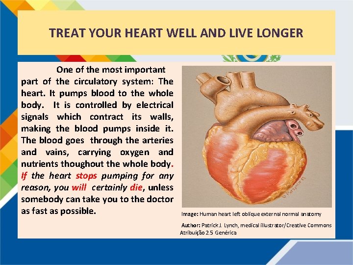 TREAT YOUR HEART WELL AND LIVE LONGER One of the most important part of