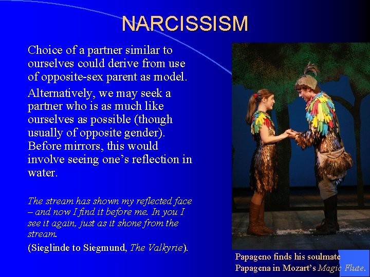 NARCISSISM Choice of a partner similar to ourselves could derive from use of opposite-sex