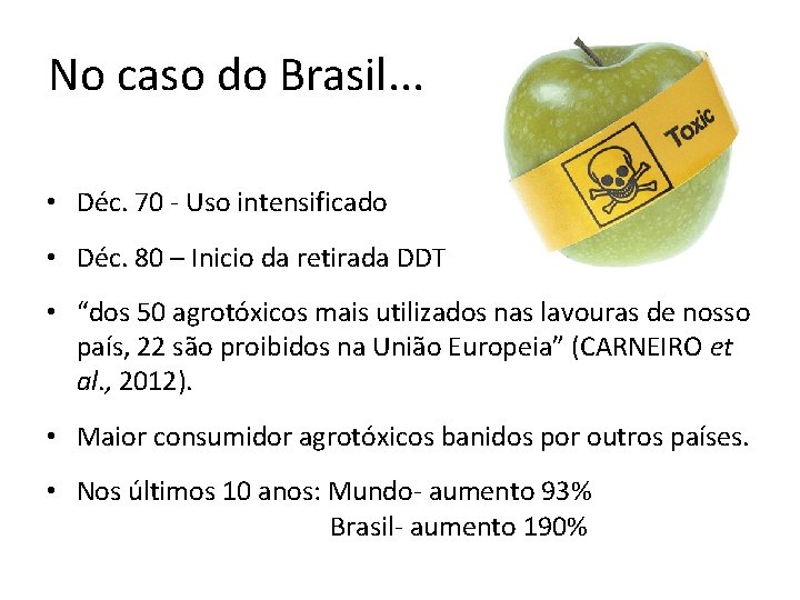 No caso do Brasil. . . • Déc. 70 - Uso intensificado • Déc.