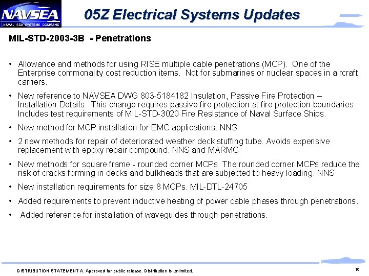 05 Z Electrical Systems Updates MIL-STD-2003 -3 B - Penetrations • Allowance and methods 05 Z Electrical Systems Updates MIL-STD-2003 -3 B - Penetrations • Allowance and methods