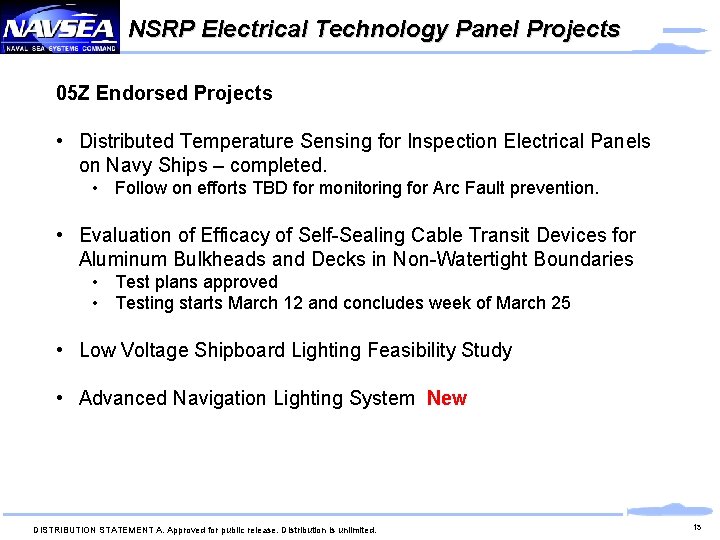 NSRP Electrical Technology Panel Projects 05 Z Endorsed Projects • Distributed Temperature Sensing for NSRP Electrical Technology Panel Projects 05 Z Endorsed Projects • Distributed Temperature Sensing for