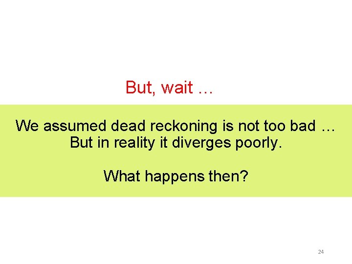 But, wait … We assumed dead reckoning is not too bad … But in But, wait … We assumed dead reckoning is not too bad … But in