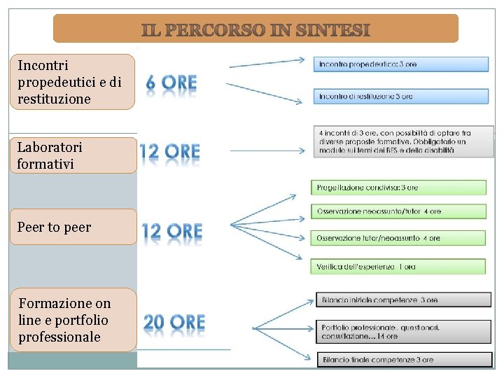 Incontri propedeutici e di restituzione Laboratori formativi Peer to peer Formazione on line e