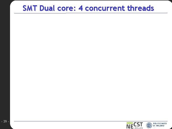 SMT Dual core: 4 concurrent threads - 39 - 