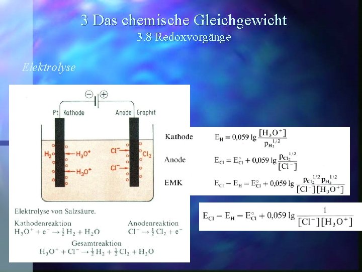 3 Das chemische Gleichgewicht 3. 8 Redoxvorgänge Elektrolyse 