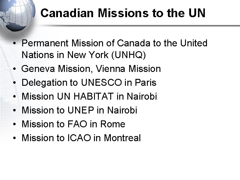 Canadian Missions to the UN • Permanent Mission of Canada to the United Nations