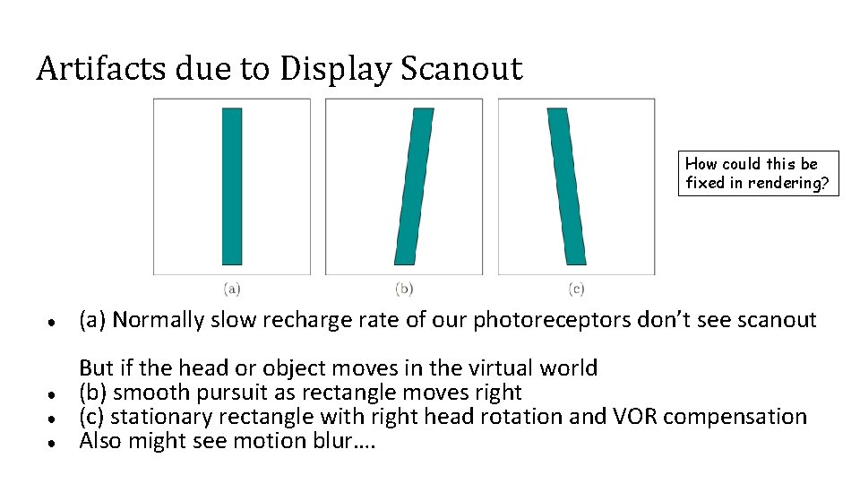 Artifacts due to Display Scanout How could this be fixed in rendering? ● (a)