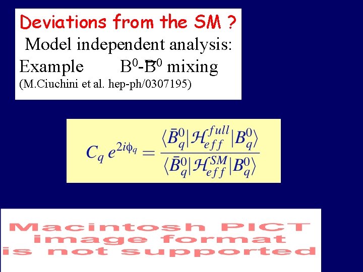 Deviations from the SM ? Model independent analysis: Example B 0 -B 0 mixing