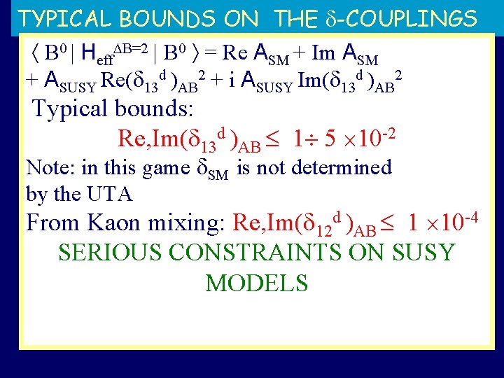 TYPICAL BOUNDS ON THE -COUPLINGS B 0 | Heff B=2 | B 0 =