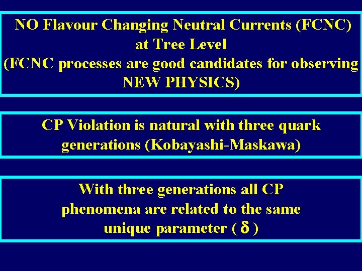 NO Flavour Changing Neutral Currents (FCNC) at Tree Level (FCNC processes are good candidates