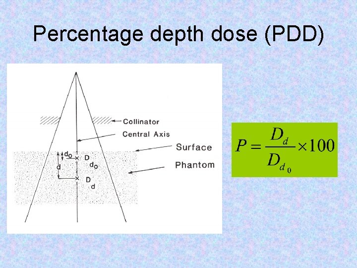 Percentage depth dose (PDD) 