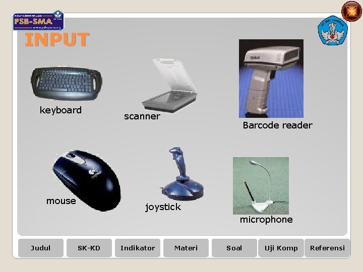 INPUT keyboard mouse scanner Barcode reader joystick microphone Judul SK-KD Indikator Materi Soal Uji