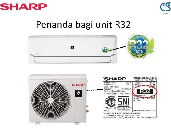 Penanda bagi unit R 32 Indoor Unit: R 32 label is attached to Open