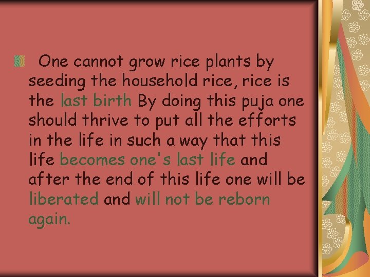 One cannot grow rice plants by seeding the household rice, rice is the last