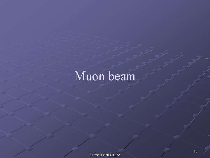Muon beam Shinya KANEMURA 18 