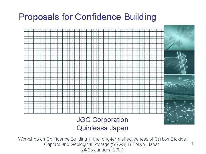 Proposals for Confidence Building JGC Corporation Quintessa Japan Workshop on Confidence Building in the