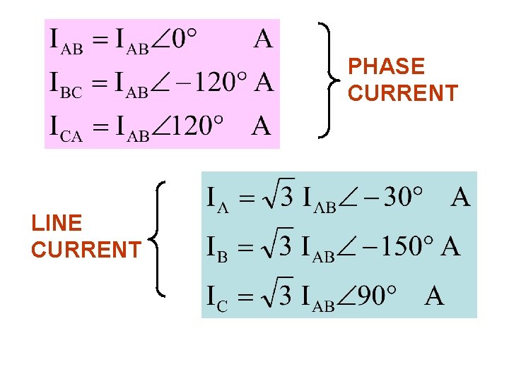 PHASE CURRENT LINE CURRENT 