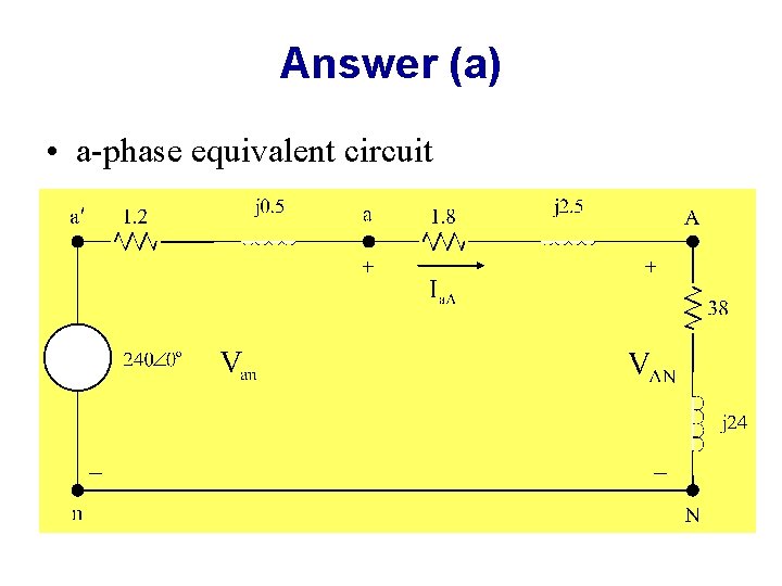 Answer (a) • a-phase equivalent circuit 