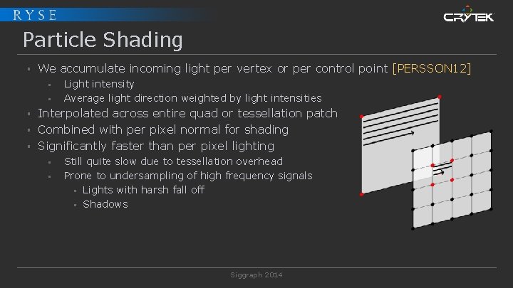 Particle Shading § We accumulate incoming light per vertex or per control point [PERSSON