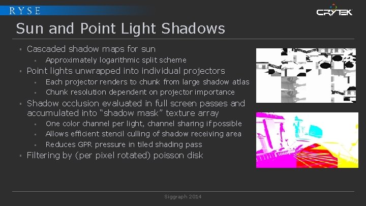 Sun and Point Light Shadows § Cascaded shadow maps for sun § § Point