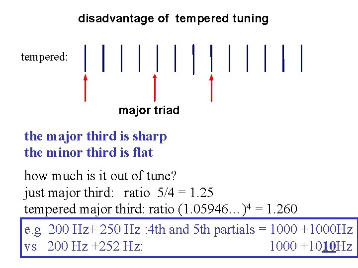 disadvantage of tempered tuning tempered: major triad the major third is sharp the minor