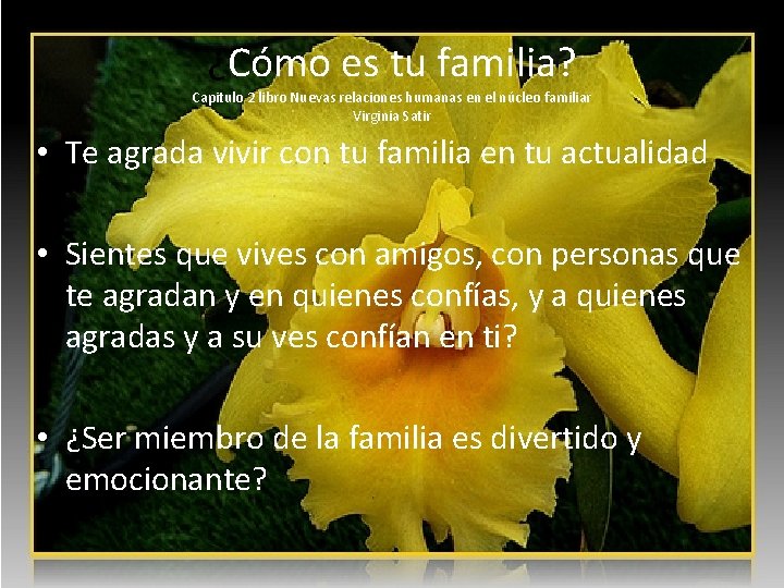 ¿Cómo es tu familia? Capitulo 2 libro Nuevas relaciones humanas en el núcleo familiar