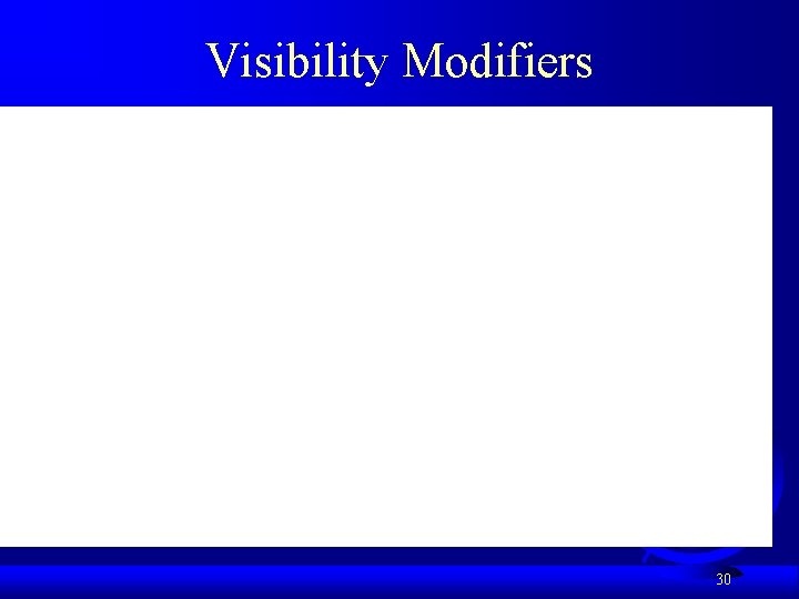 Visibility Modifiers 30 