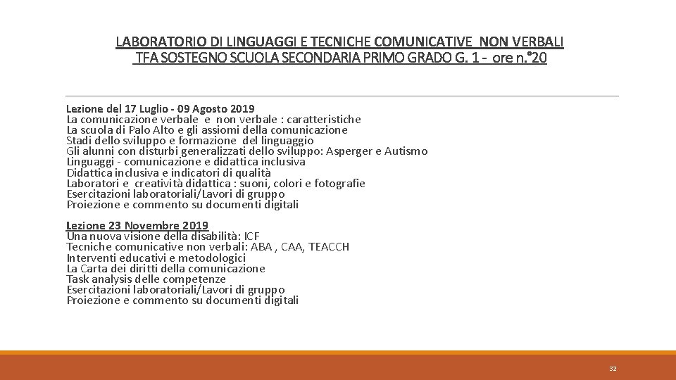LABORATORIO DI LINGUAGGI E TECNICHE COMUNICATIVE NON VERBALI TFA SOSTEGNO SCUOLA SECONDARIA PRIMO GRADO