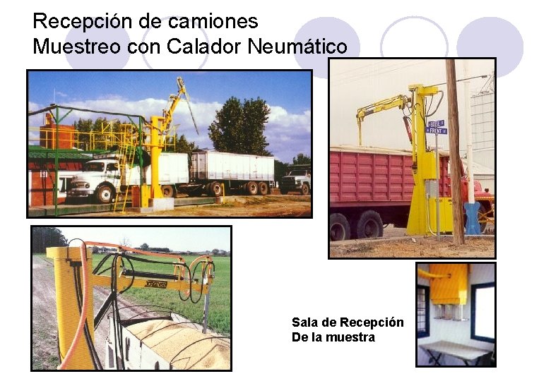 Recepción de camiones Muestreo con Calador Neumático Sala de Recepción De la muestra 